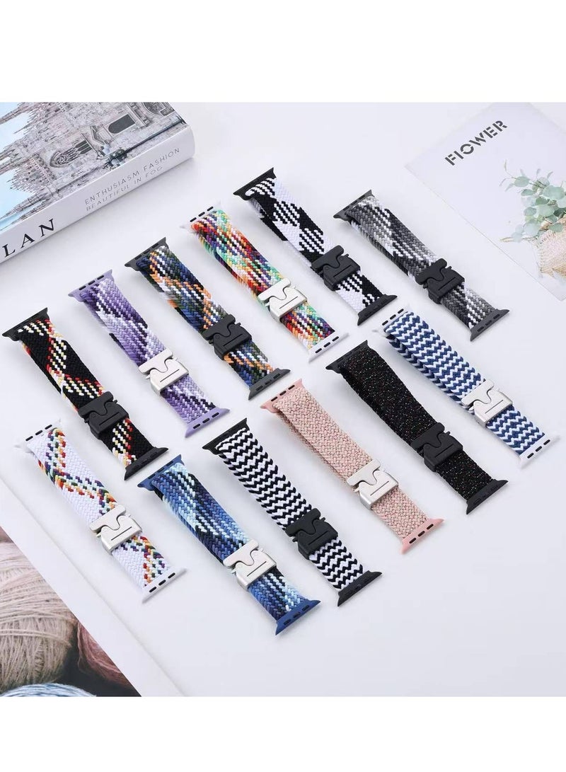 SZOXST Compatible for Apple Watch Band 42mm 41mm 40mm 38mm Elastic Nylon Braided Secure & Comfortable Stretchy Strap for Women Men,Parachute Buckle Bands for iWatch Series 10 9 8 7 6 5 4 3 SE Cowboys  - Image 5