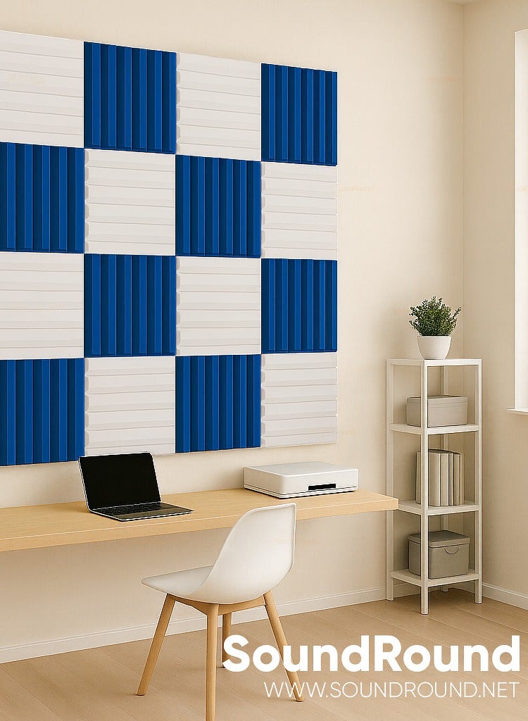 ساوند راوند ألواح الفوم الصوتي SoundRound مقاس 12×12×1 بوصة – عزل صوت احترافي بتصميم د-بار – للتحكم في الصدى ومعالجة السينما المنزلية – ألواح عالية الكثافة – 12 قطعة - لون ازرق - Image 3