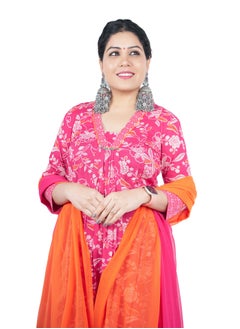 PRIYA’S PANACHE Women's Cotton Kurta Set with Palazzo & Chiffon Dupatta | Traditional Indian Ethnic Wear | Festive & Casual Salwar Kameez Suit  - Image 2
