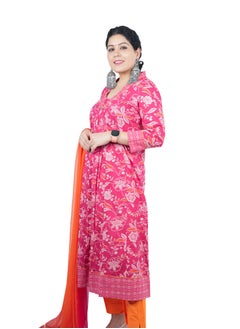 PRIYA’S PANACHE Women's Cotton Kurta Set with Palazzo & Chiffon Dupatta | Traditional Indian Ethnic Wear | Festive & Casual Salwar Kameez Suit  - Image 5