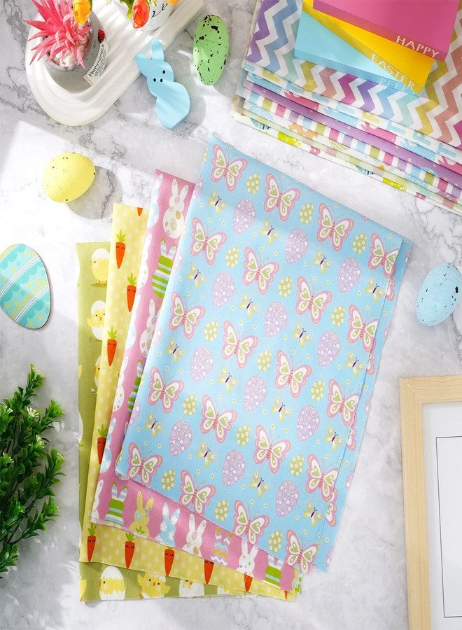 Whaline 12Pcs Easter Cotton Fabric Bundles 18 x 22 Inch Easter Bunny Egg Carrot Printed Fat Quarters Happy Easter Quilting Patchwork Squares Sewing Fabrics for DIY Handmade Crafting Home Party Decor - Image 4