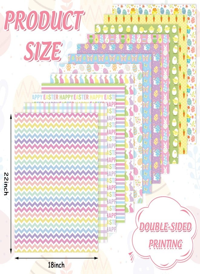 Whaline 12Pcs Easter Cotton Fabric Bundles 18 x 22 Inch Easter Bunny Egg Carrot Printed Fat Quarters Happy Easter Quilting Patchwork Squares Sewing Fabrics for DIY Handmade Crafting Home Party Decor - Image 2