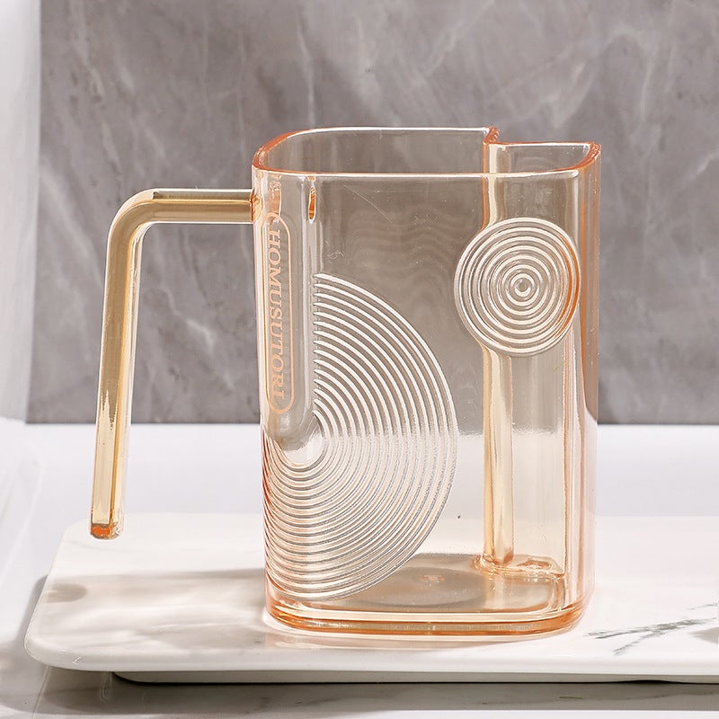 Luxury Clear Mouthwash Cup with Toothbrush Holder Brown 