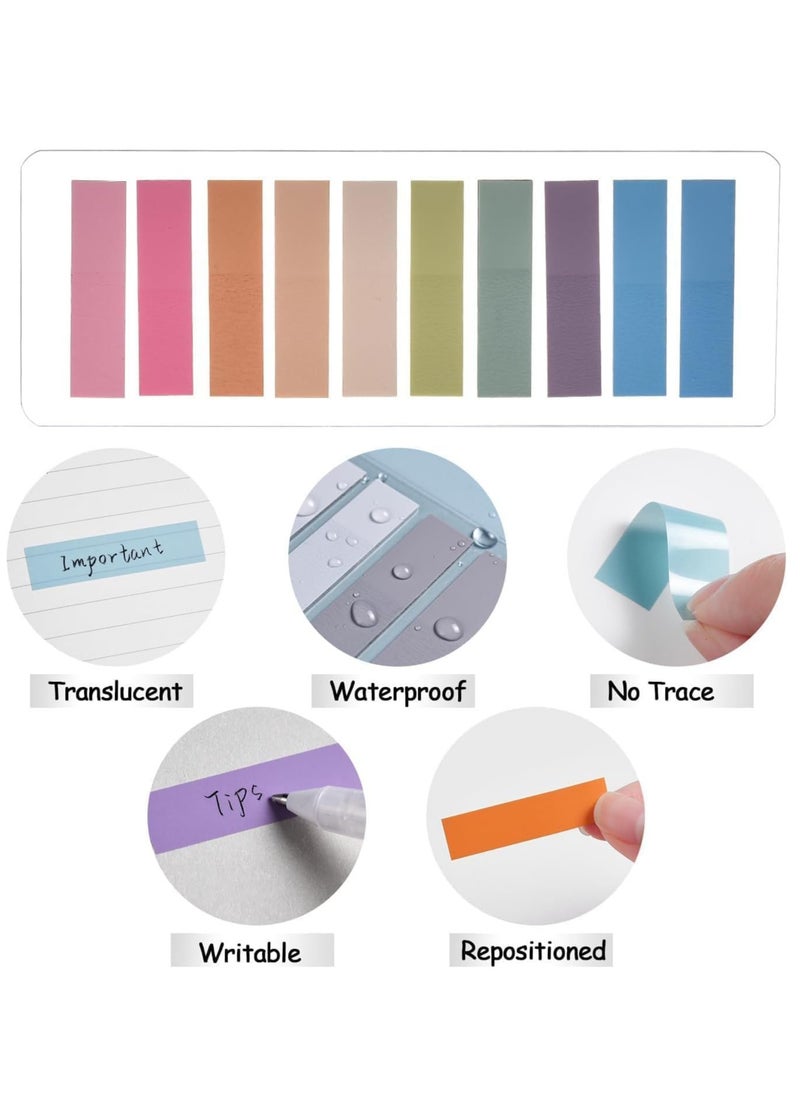 cyleto 1200pcs Page Markers, Morandi Sticky Note Tabs Colored Translucent Writable and Repositionable Book Flags Tabs Strip Index Page Tabs  - Image 2