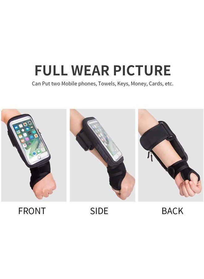 Generic Wristband Pouch Bag, Screen Touchable Cycling Wrist Bag, Sweatproof Sport Running Armband, Riding Forearm Band, Wristband Thumb Wrist for Cycling, Jogging, Exercise, Black - Image 5