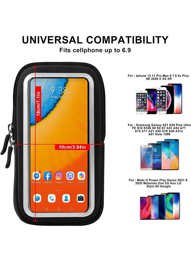 Generic Wristband Pouch Bag, Screen Touchable Cycling Wrist Bag, Sweatproof Sport Running Armband, Riding Forearm Band, Wristband Thumb Wrist for Cycling, Jogging, Exercise, Black - Image 4