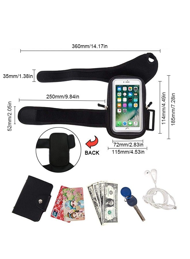Generic Wristband Pouch Bag, Screen Touchable Cycling Wrist Bag, Sweatproof Sport Running Armband, Riding Forearm Band, Wristband Thumb Wrist for Cycling, Jogging, Exercise, Black - Image 3