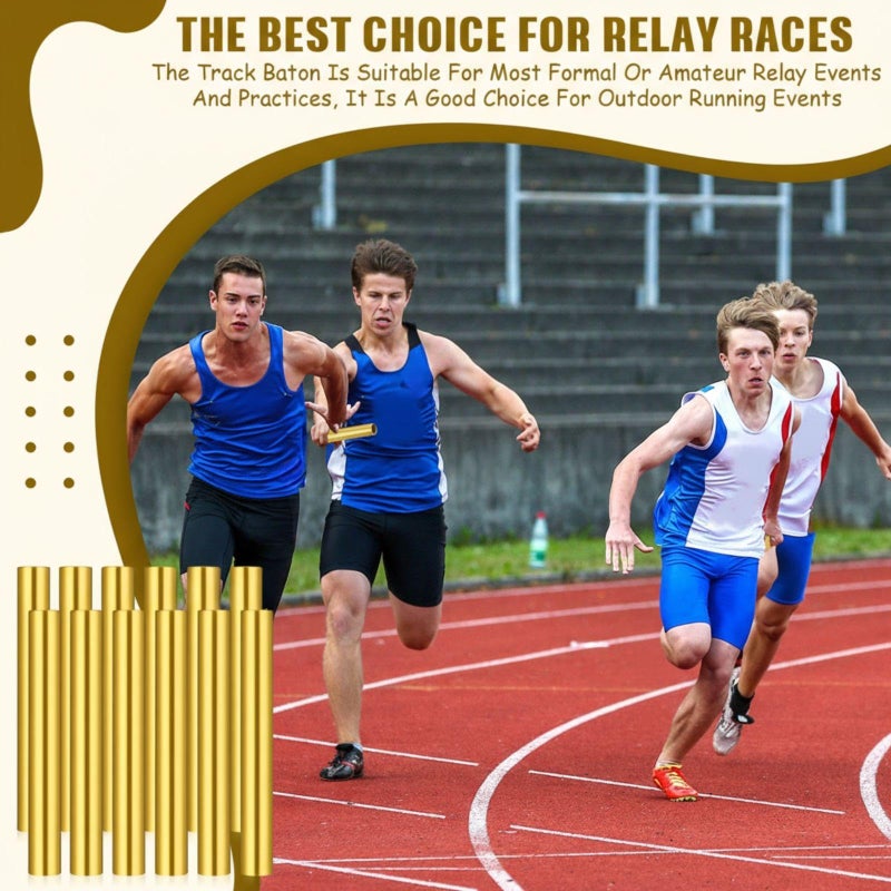 Hanaive 12 Pieces Relay Baton Sports Aluminum Track Baton Field Race Equipments for Running Race Team Corrosion Resistant for Students Office Clark Running Outdoor Field Race Tools(Gold) - Image 5