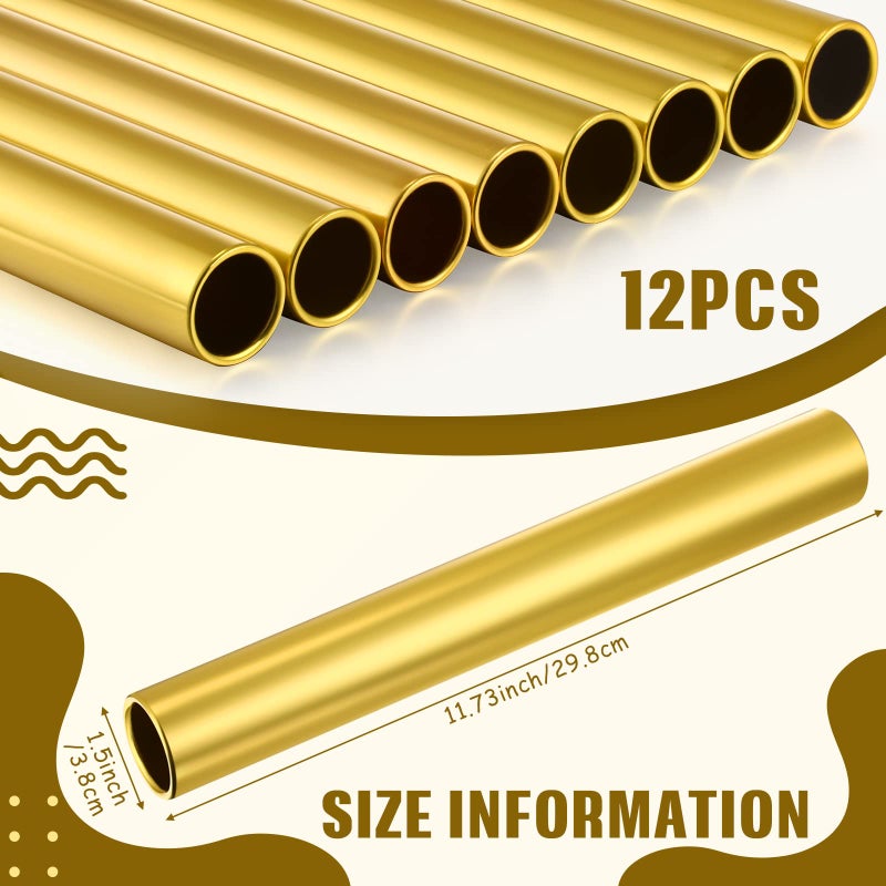 Hanaive 12 Pieces Relay Baton Sports Aluminum Track Baton Field Race Equipments for Running Race Team Corrosion Resistant for Students Office Clark Running Outdoor Field Race Tools(Gold) - Image 3