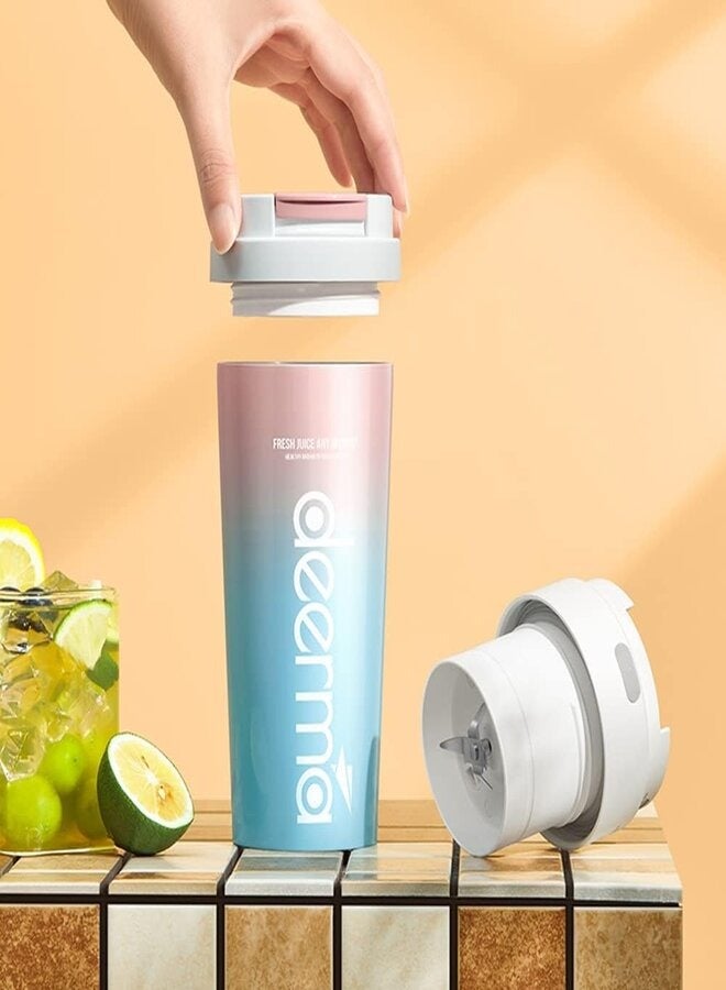 Deerma NU90 Portable 2 In 1 Cordless Juicer Blender Keep Warm  Cold 304 Stainless Steel 300ml | Thermos and Wireless Juicer Cup | Rechargeable 3 Hours | 1500mAh | Safety Lock | Double Lid- Gradient 20 W NU90 Gradient - Image 2