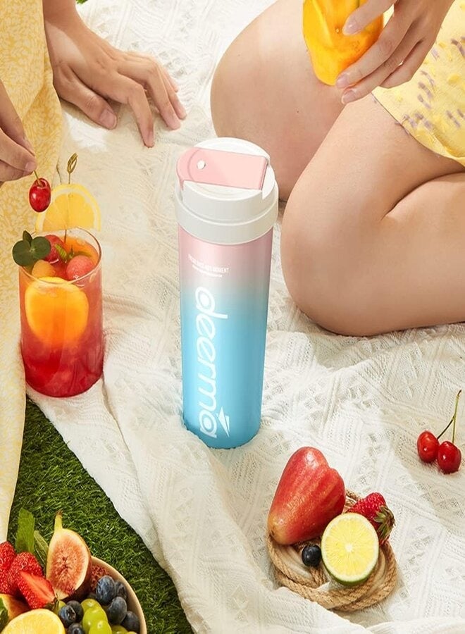 Deerma NU90 Portable 2 In 1 Cordless Juicer Blender Keep Warm  Cold 304 Stainless Steel 300ml | Thermos and Wireless Juicer Cup | Rechargeable 3 Hours | 1500mAh | Safety Lock | Double Lid- Gradient 20 W NU90 Gradient - Image 5