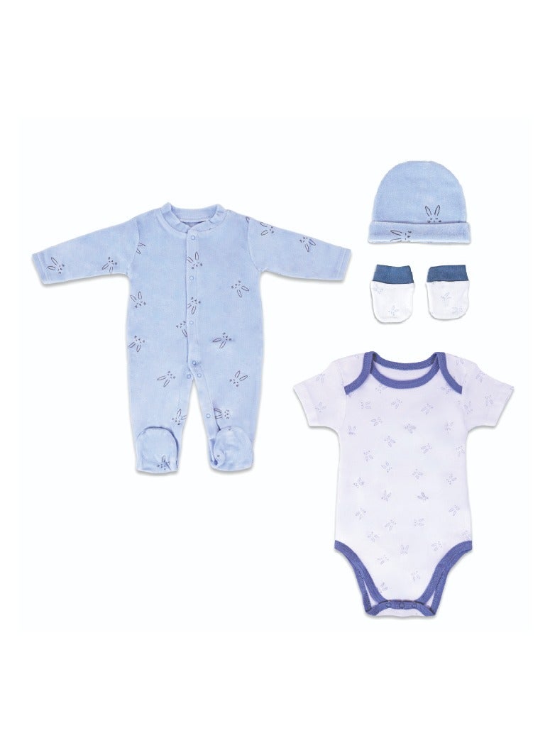 Nurtur Gift Set - 4 Pieces, (Sleepsuit, Short Sleeve Bodysuit, Hat, Mittens) Pink Multi/Girl - Image 1