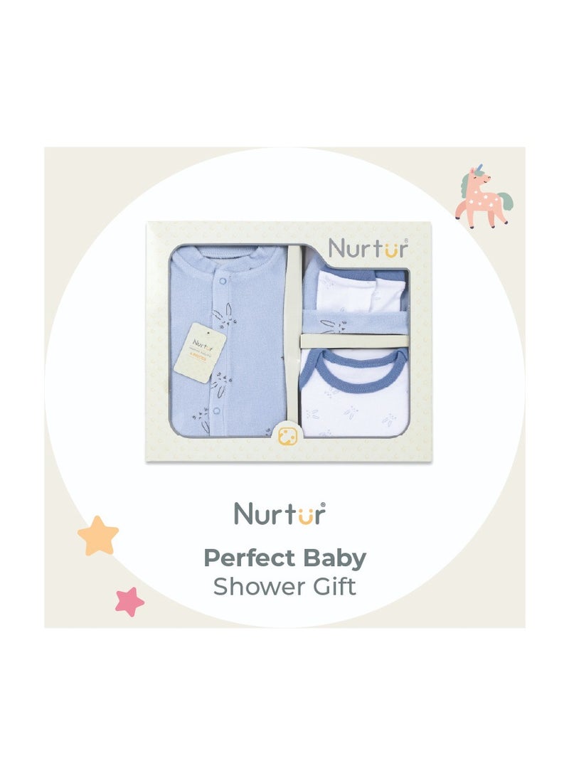 Nurtur Gift Set - 4 Pieces, (Sleepsuit, Short Sleeve Bodysuit, Hat, Mittens) Pink Multi/Girl - Image 3