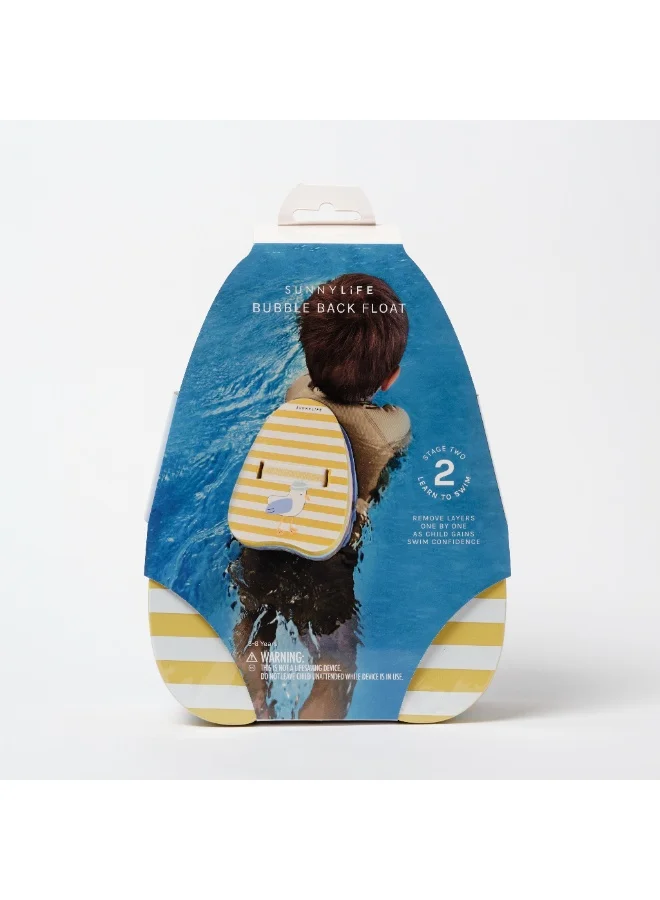 SUNNY LIFE Bubble Back Float – Sid the Seagull Mustard Stripe | Kids Swimming Trainer Float | Adjustable, Safe & Fun for Learn-to-Swim