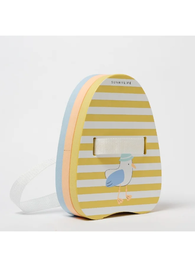 SUNNY LIFE Bubble Back Float – Sid the Seagull Mustard Stripe | Kids Swimming Trainer Float | Adjustable, Safe & Fun for Learn-to-Swim