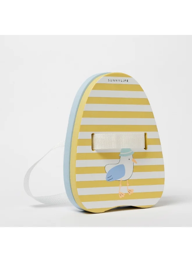 SUNNY LIFE Bubble Back Float – Sid the Seagull Mustard Stripe | Kids Swimming Trainer Float | Adjustable, Safe & Fun for Learn-to-Swim