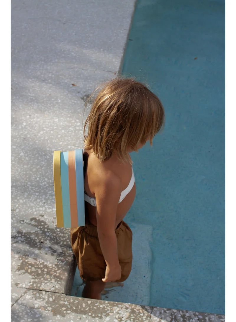 SUNNY LIFE Bubble Back Float – Sid the Seagull Mustard Stripe | Kids Swimming Trainer Float | Adjustable, Safe & Fun for Learn-to-Swim