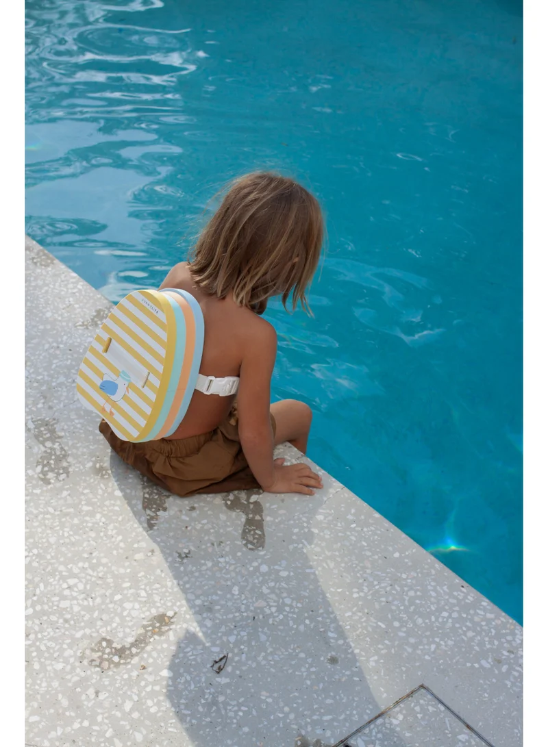 SUNNY LIFE Bubble Back Float – Sid the Seagull Mustard Stripe | Kids Swimming Trainer Float | Adjustable, Safe & Fun for Learn-to-Swim