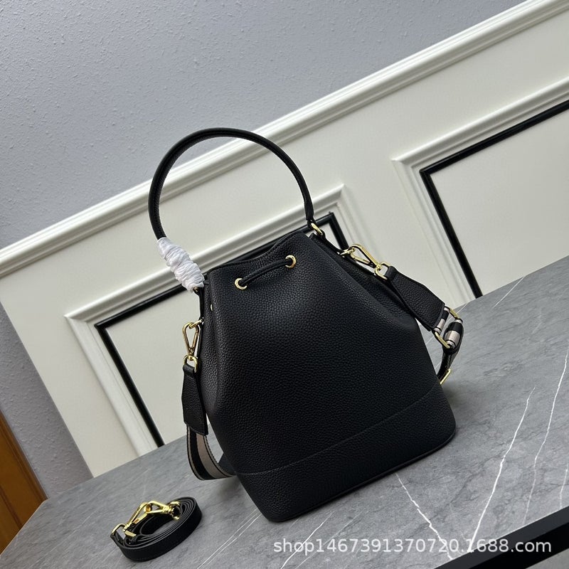 Genuine Leather Women'S Bag Old Flower Cattle Bag Bucket Bag French Stick Bag Hand Shoulder Bag Messenger Bag Waist Bag Pillow Bag - Image 2