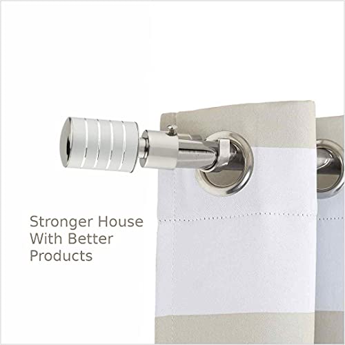 Welson Stainless Steel Curtain Bracket with Support 1 Inch Rod Pocket Finials Rod Support Fittings, Curtain Rod Holder (5 Pair Silver) - Durable Window Decor Solution for Elegant Home Interiors - Image 2