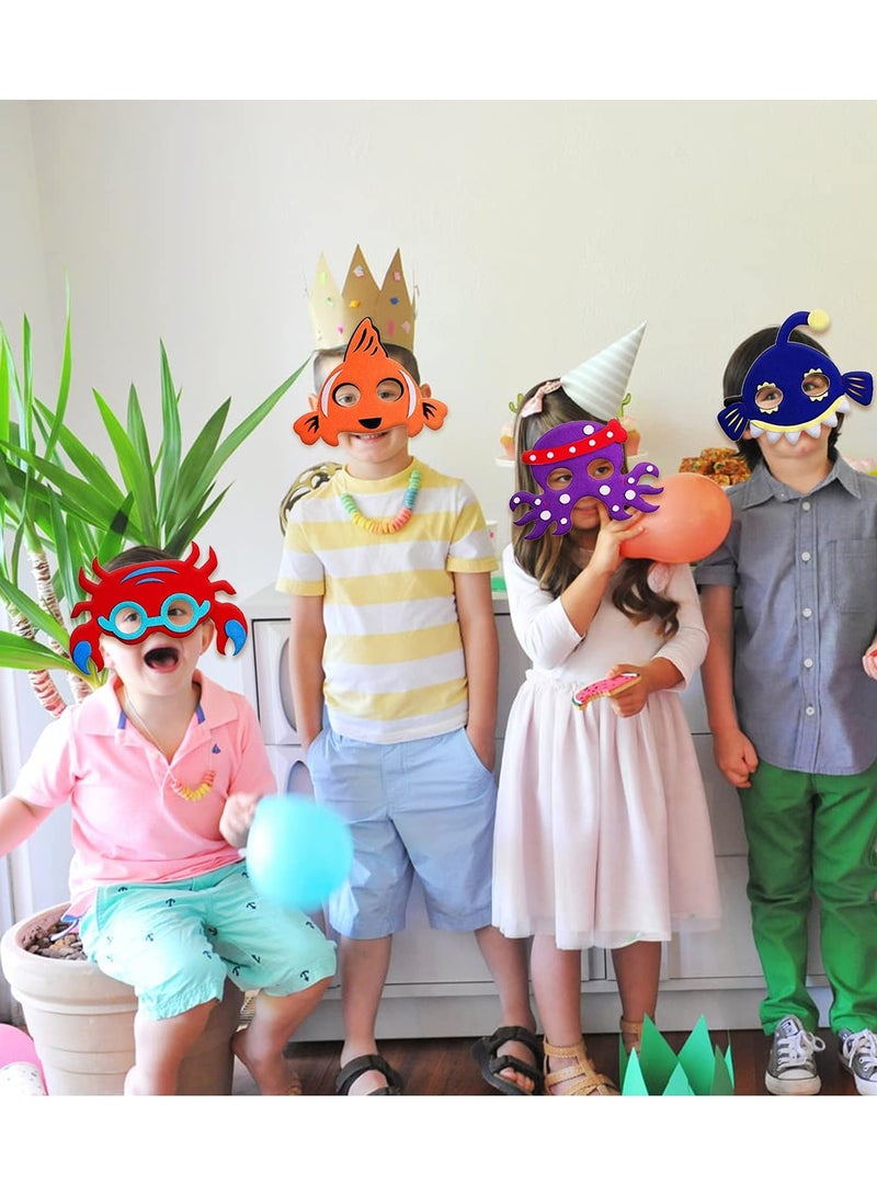 SYOSI 8Pcs Shark Octopus Dress-Up Masks Blindfold Costumes Party Favors for Kids Boys Girls Under The Sea Themed Birthday Party Supplies