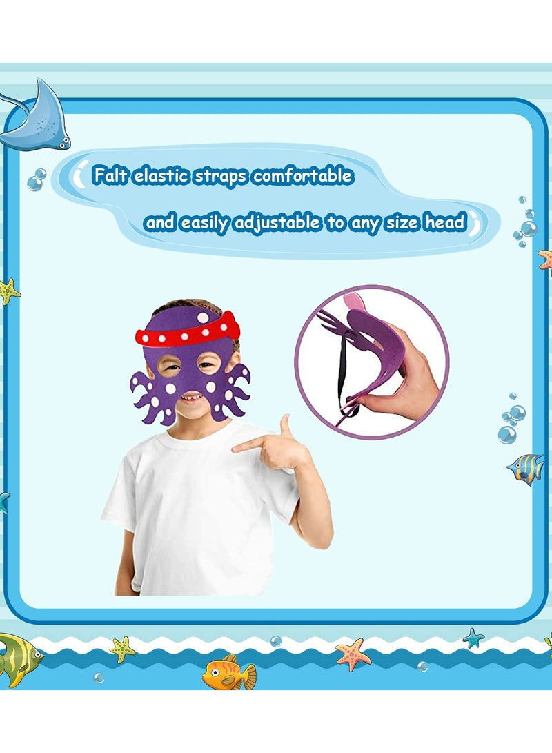 SYOSI 8Pcs Shark Octopus Dress-Up Masks Blindfold Costumes Party Favors for Kids Boys Girls Under The Sea Themed Birthday Party Supplies