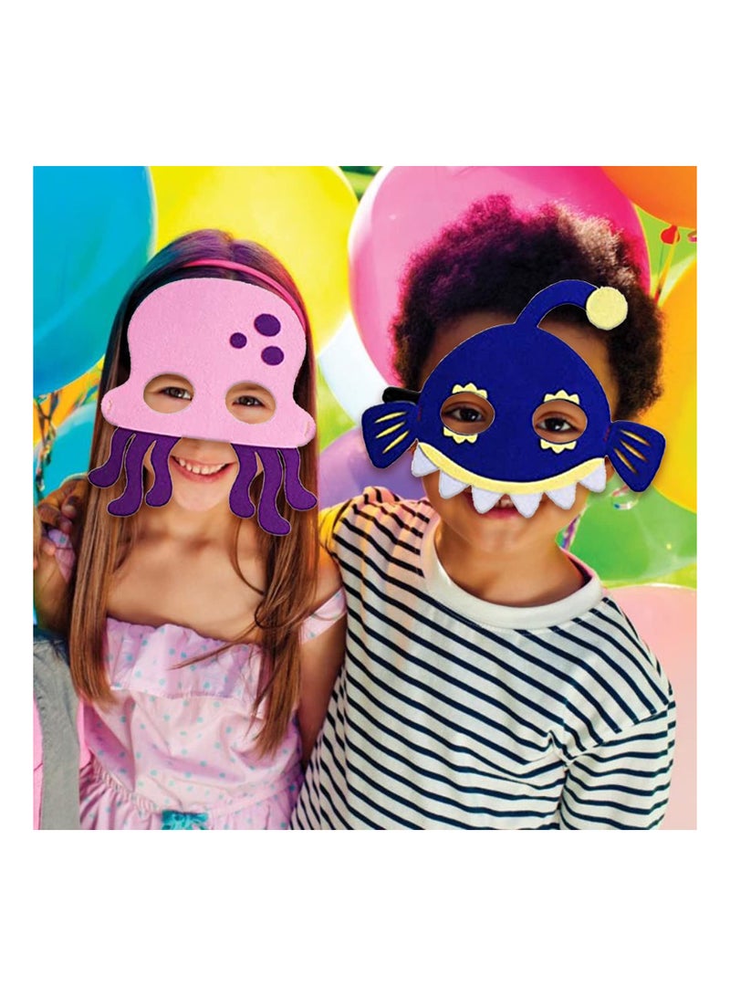 SYOSI 8Pcs Shark Octopus Dress-Up Masks Blindfold Costumes Party Favors for Kids Boys Girls Under The Sea Themed Birthday Party Supplies