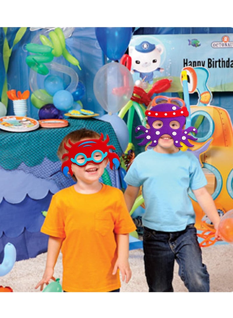 SYOSI 8Pcs Shark Octopus Dress-Up Masks Blindfold Costumes Party Favors for Kids Boys Girls Under The Sea Themed Birthday Party Supplies