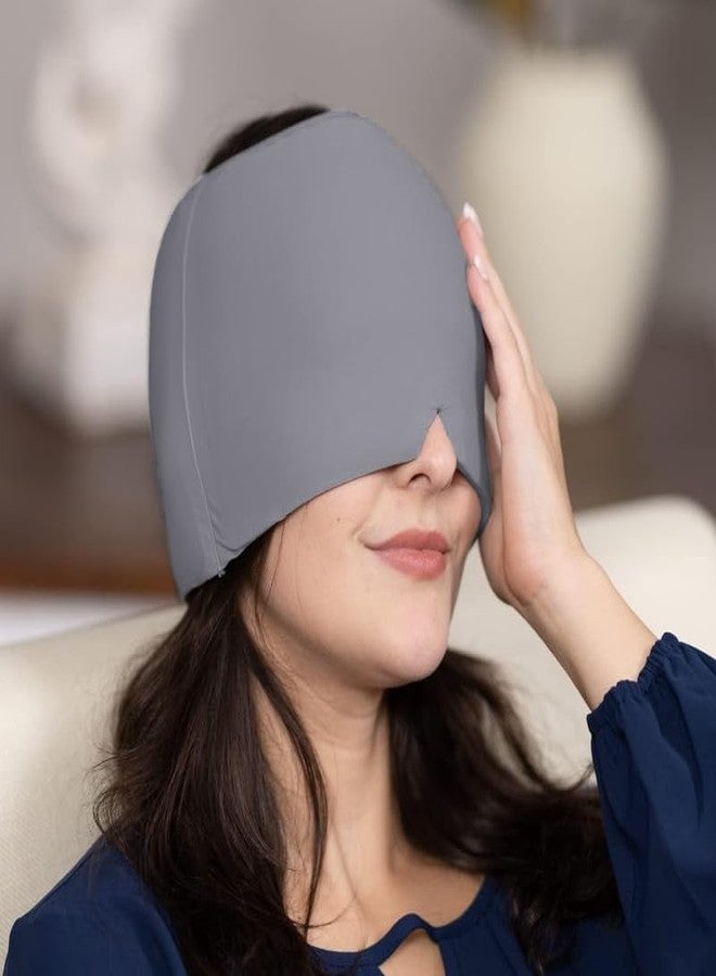 Odorless Migraine Ice Head Wrap, Headache Relief Hat for Tension Puffy Eyes, Migraine Relief Cap for Sinus, Headache and Stress Relief Cold Compress Mask. (Grey)