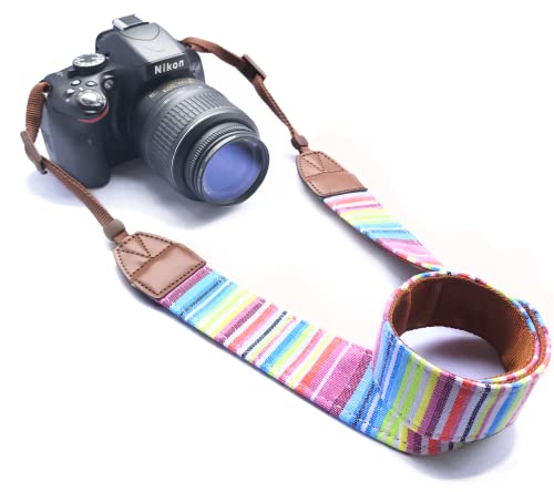 Alled Camera Neck Shoulder Belt Strap,Camera Straps for Women/Men for All DSLR/Nikon/Canon/Sony/Olympus/Samsung (Colorful Stripes) - Image 1