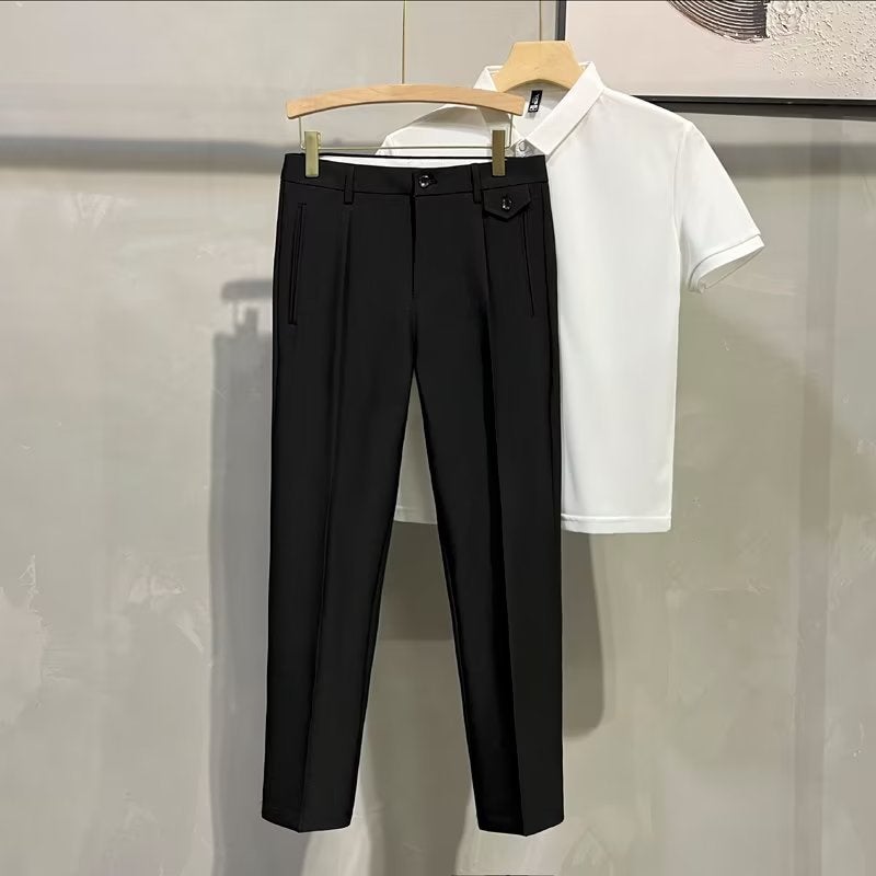 Trousers Instagram Style Trendy Summer Japanese New Style Loose Mens Trendy 2023 Youth Popular Work All-match Trousers Black - Image 1
