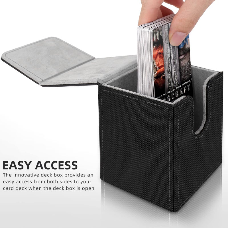Mlikero 4 Pack Card Deck Box Commander Deck Box Holds 400 Single Sleeved Cards with 4 Dividers Leather Magnetic Card Box Fit for MTG TCG - Image 3