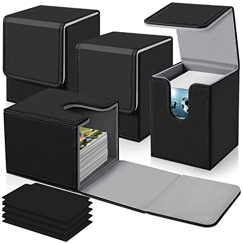Mlikero 4 Pack Card Deck Box Commander Deck Box Holds 400 Single Sleeved Cards with 4 Dividers Leather Magnetic Card Box Fit for MTG TCG - Image 1