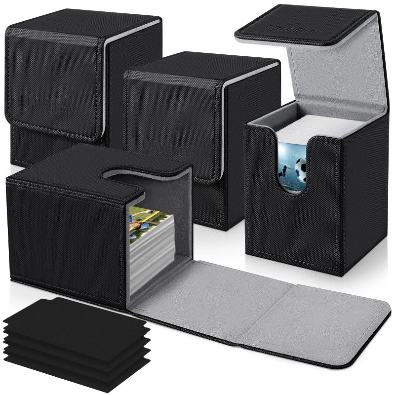 Mlikero 4 Pack Card Deck Box Commander Deck Box Holds 400 Single Sleeved Cards with 4 Dividers Leather Magnetic Card Box Fit for MTG TCG - Image 2
