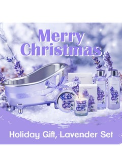 BODY & EARTH Gift Set for Women Body & Earth Gifts for Women Lavender Gift Baskets For Women Bath Sets for Women Gift with Bubble Bath Body Lotion Scented Candle Christmas Gifts for Women Bath Gifts for Women  - Image 2