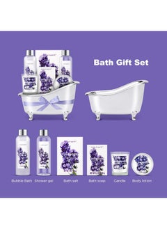 BODY & EARTH Gift Set for Women Body & Earth Gifts for Women Lavender Gift Baskets For Women Bath Sets for Women Gift with Bubble Bath Body Lotion Scented Candle Christmas Gifts for Women Bath Gifts for Women  - Image 3