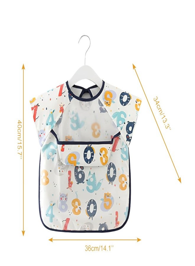 TONY STARK Waterproof Washable Short Sleeves Apron Feeding Bibs with Super Absorbent, Soft, Comfortable & Lightweight for Infants & Baby Toddlers 6+ Months (Math Magician) - Image 2