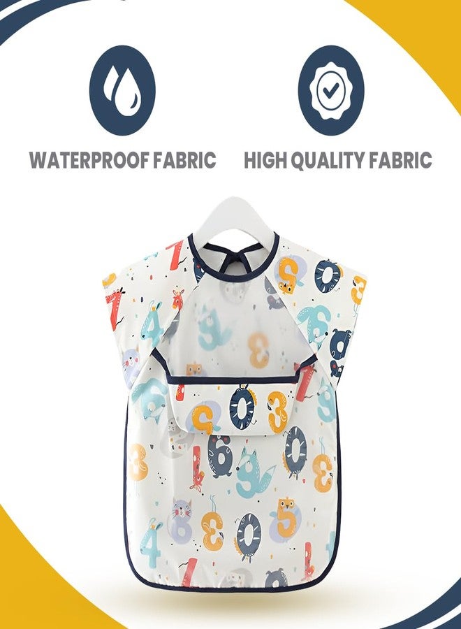 TONY STARK Waterproof Washable Short Sleeves Apron Feeding Bibs with Super Absorbent, Soft, Comfortable & Lightweight for Infants & Baby Toddlers 6+ Months (Math Magician) - Image 3
