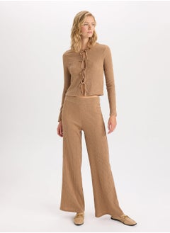 DeFacto Regular Fit Crew Neck Basic Ruched Detail Long Sleeve Cardigan  - Image 3
