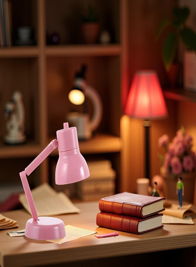 Qintreesify Miniature LED Desk Lamp for Dollhouse, Simulation Furniture Accessory with Light (Pink) - Image 5