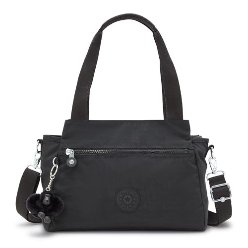 Kipling Womens Elysia Bag Lightweight Multicompartment Magnetic Snap Pockets Shoulder Crossbody Bag Black Noir 115 L X 9 H X 5 D US