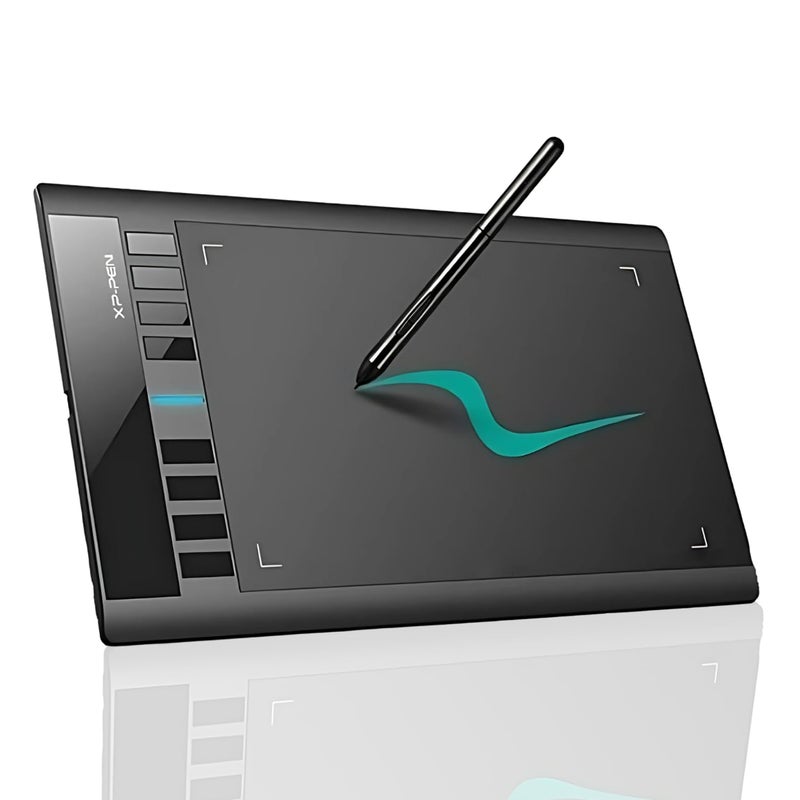 XPPen Star03 V2 8192 Levels of Pressure Sensitivity, Battery-Free Stylus, 8 Shortcut Keys and 8 nibs Graphics Drawing Tablet Pen (Black, 10 x6 Size) - Image 1