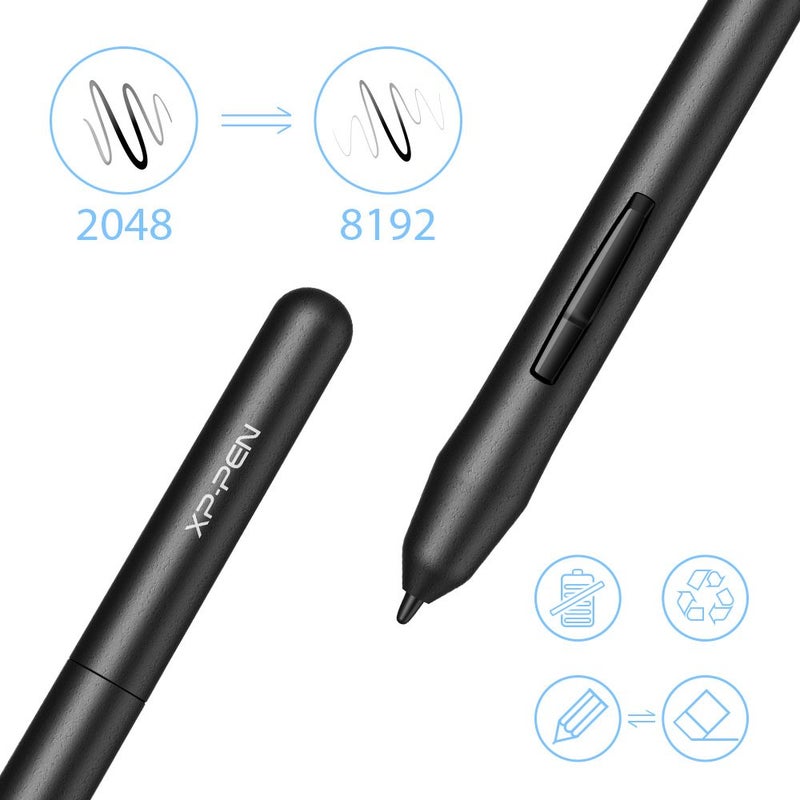 XPPen Star03 V2 8192 Levels of Pressure Sensitivity, Battery-Free Stylus, 8 Shortcut Keys and 8 nibs Graphics Drawing Tablet Pen (Black, 10 x6 Size) - Image 4