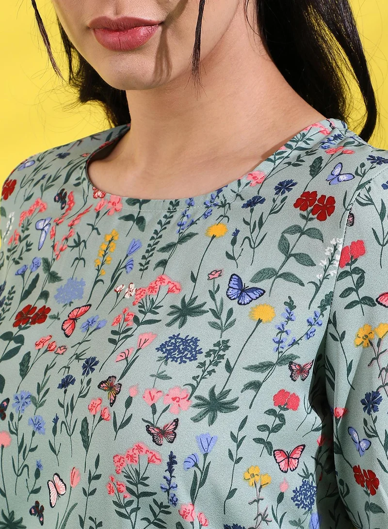 PINACOLADA Women's Olive Green Botanical Top