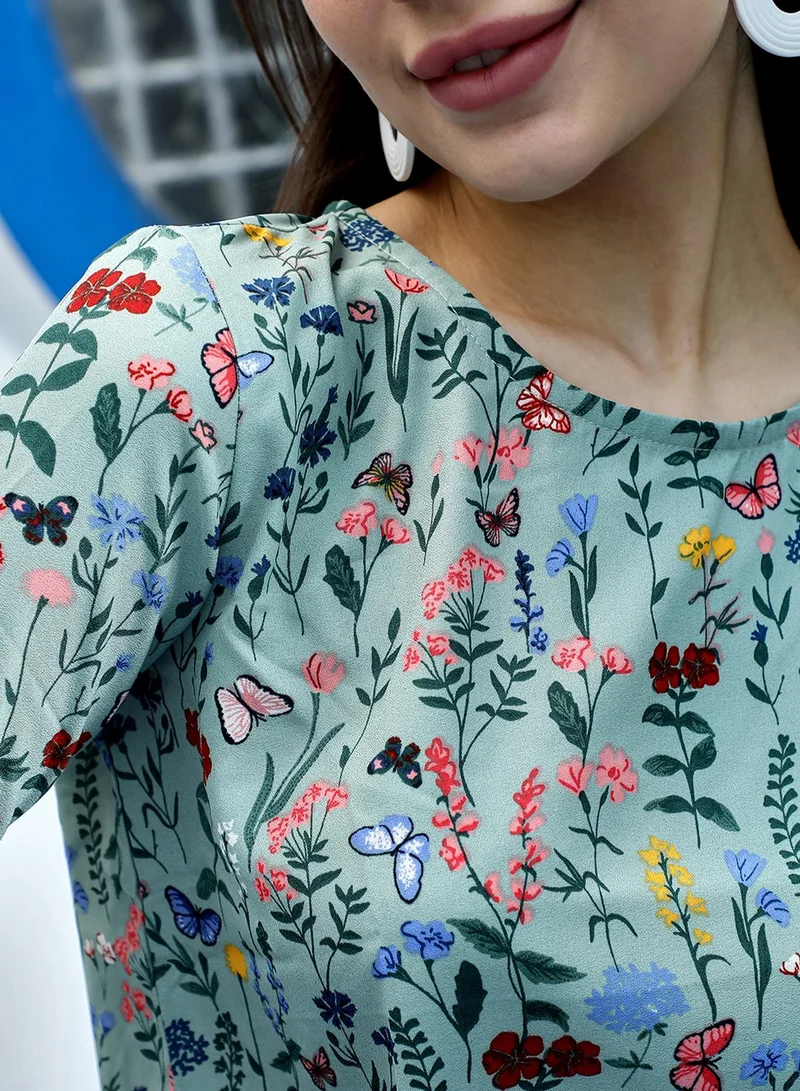 PINACOLADA Women's Olive Green Botanical Top