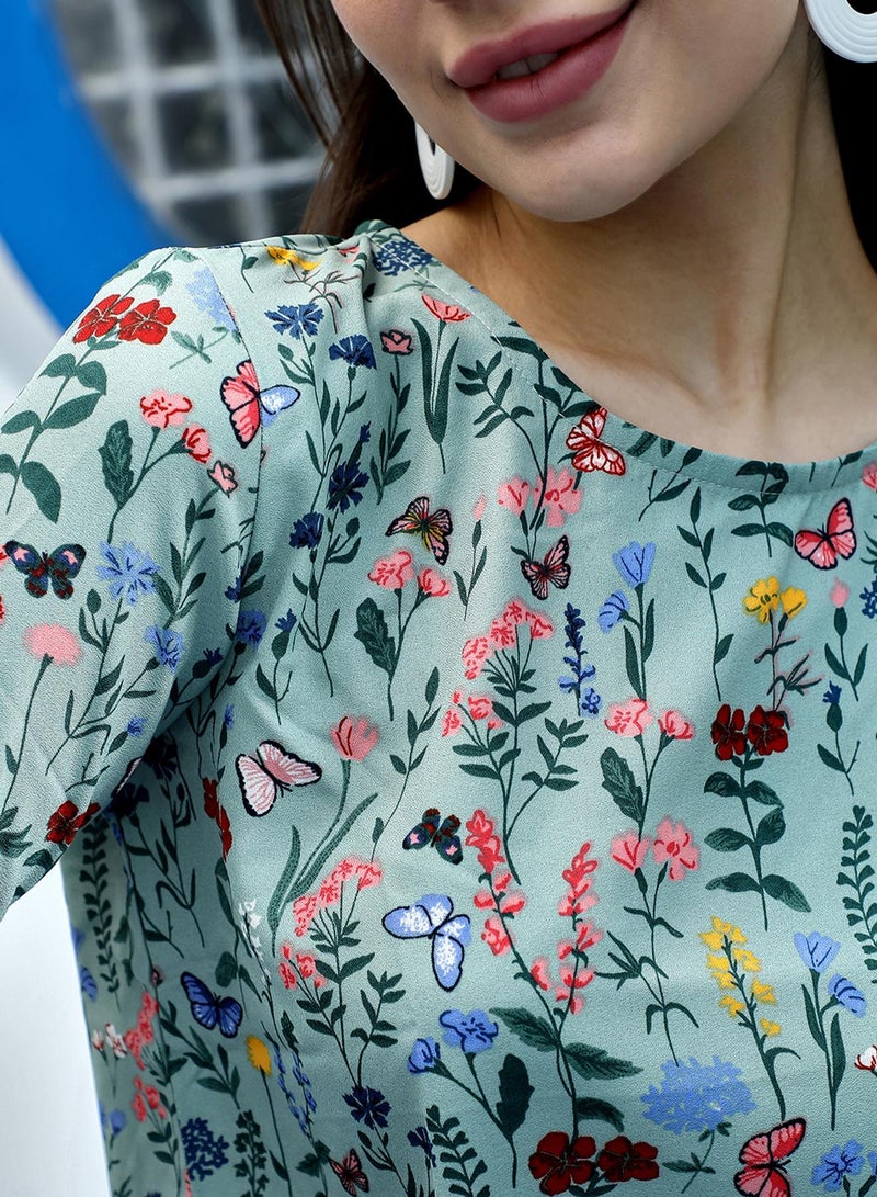 PINACOLADA Women's Olive Green Botanical Top - Image 3