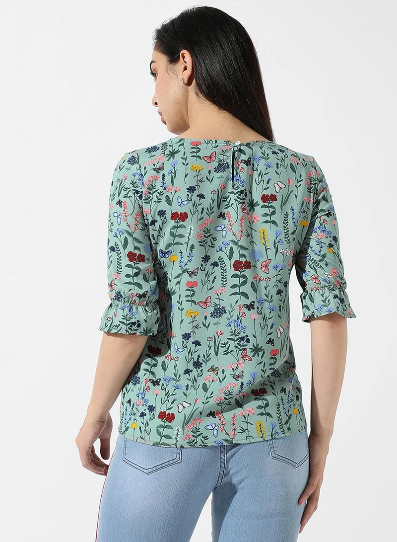 PINACOLADA Women's Olive Green Botanical Top