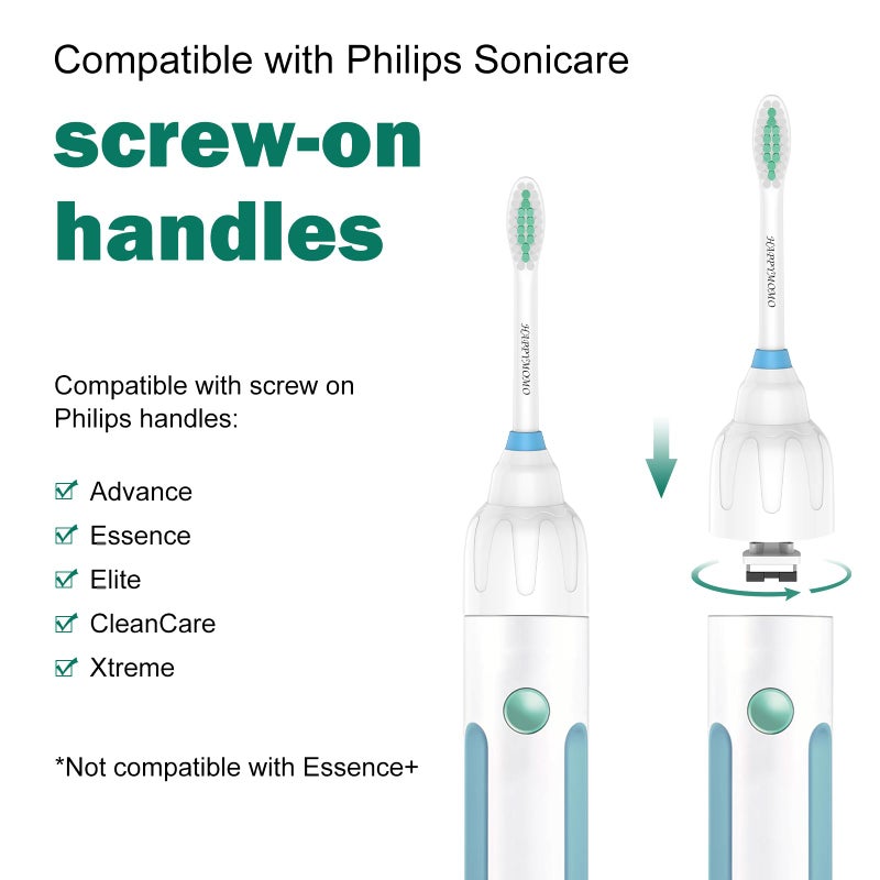 HAPPYMOMO Replacement Toothbrush Heads for Philips Sonicare E-Series/Essence/Xtreme/Elite and Other Screw-on Models, 4 Pack, Dupont Bristles for Effective Cleaning - Image 2