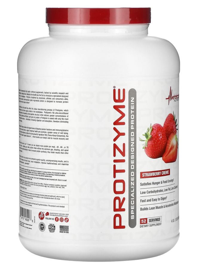 Metabolic Nutrition Protizyme Specialized Designed Protein Strawberry Creme 4 lb (1820 g) - Image 2