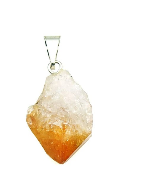 REBUY Citrine Pendant Handmade Natural Irregular Crystal Raw Gemstone Pendant Necklace